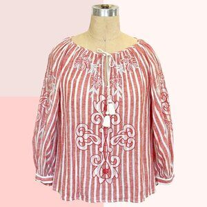 ANTHROPOLOGIE Akemi+Kin, yarn dye peasant blouse, size Small